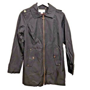 Michael Kors Women's Anorak Black Jacket Raincoat Full Zip Black Size Small